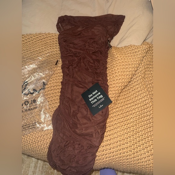 Lulus Sunama Brown Mesh Ruched Bodycon Midi Dress - Picture 7 of 9